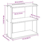 Libreria a 3 Ripiani Rovere Artigianale 60x30x60 cm