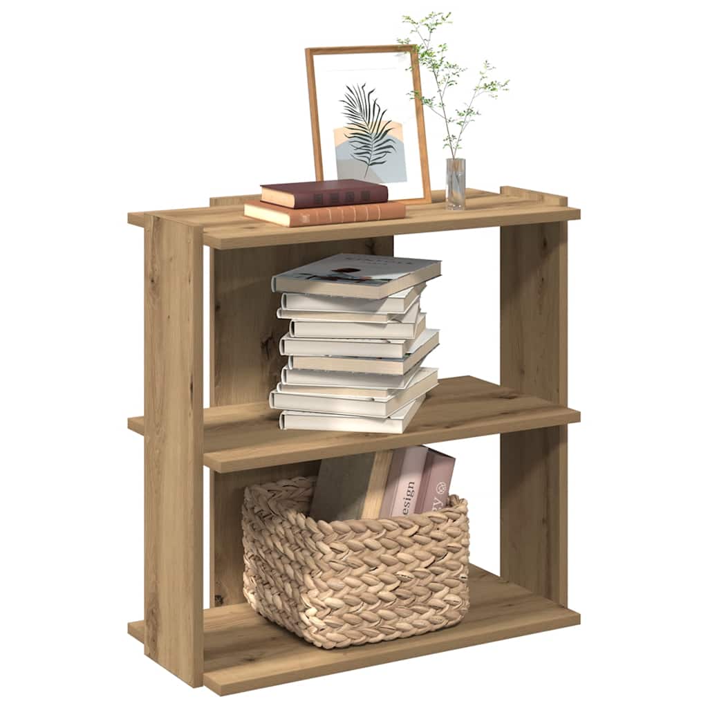 Libreria a 3 Ripiani Rovere Artigianale 60x30x60 cm