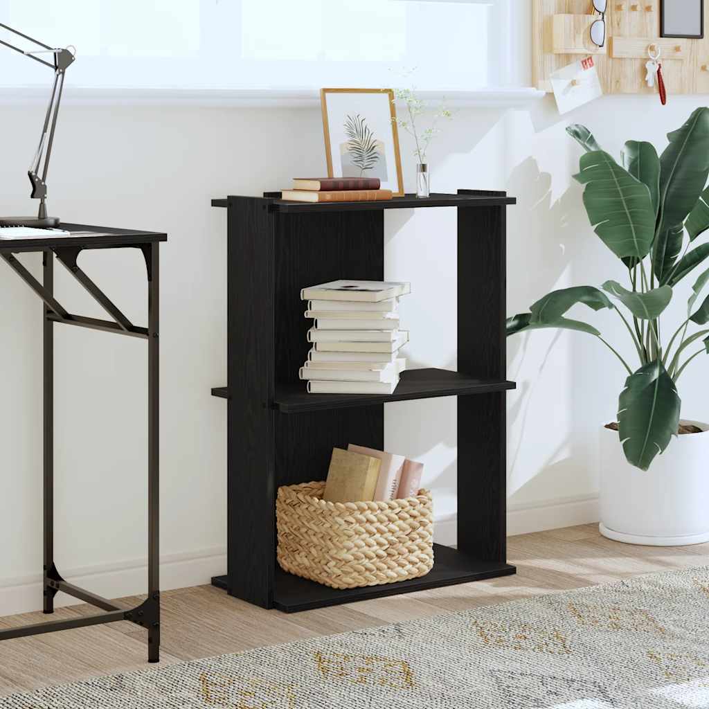 Libreria a 3 Ripiani Nera 60x30x80 cm in Legno Multistrato