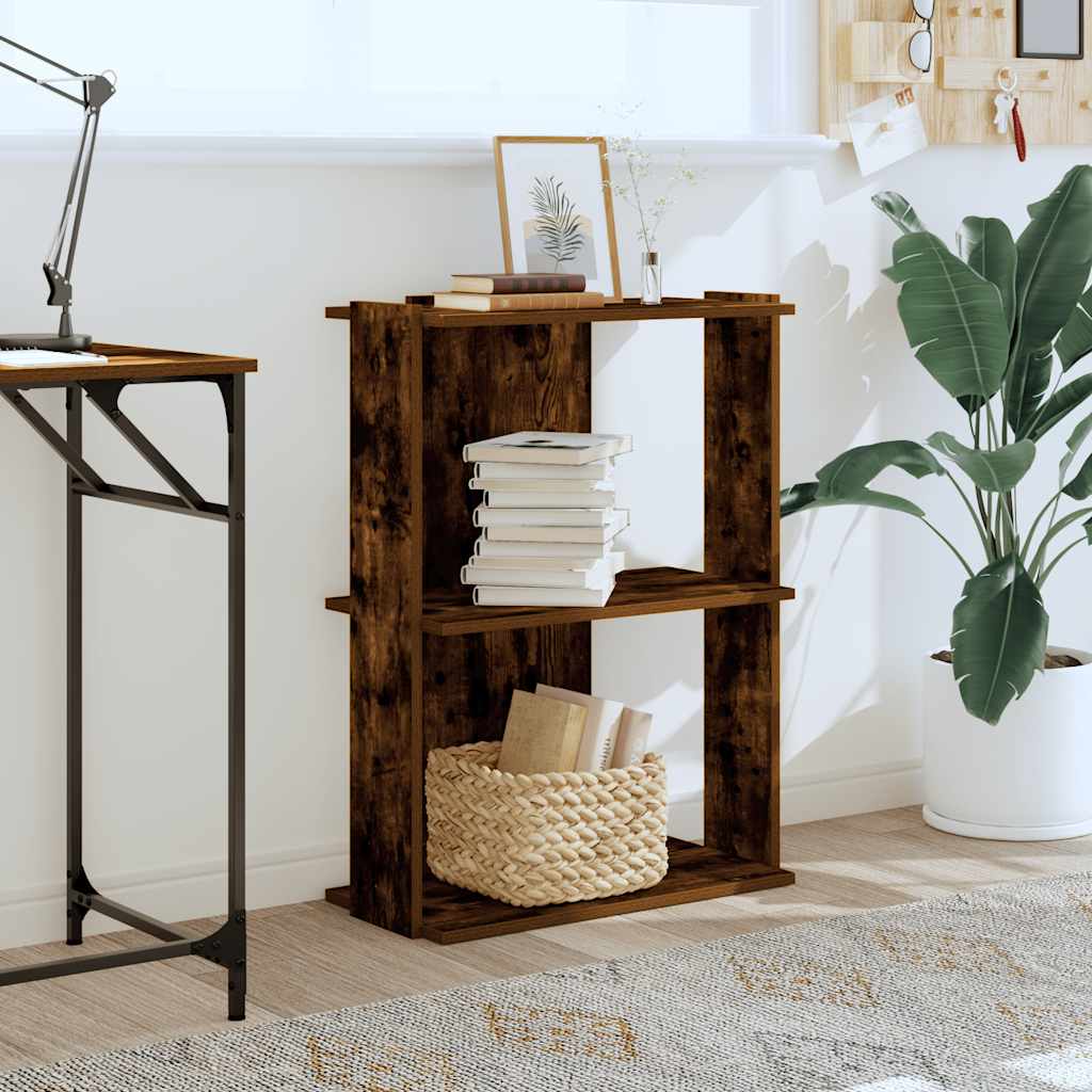 Libreria a 3 Ripiani Rovere Fumo 60x30x80 cm Legno Multistrato
