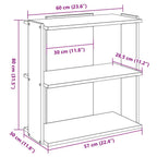 Libreria a 3 Ripiani Rovere Fumo 60x30x80 cm Legno Multistrato