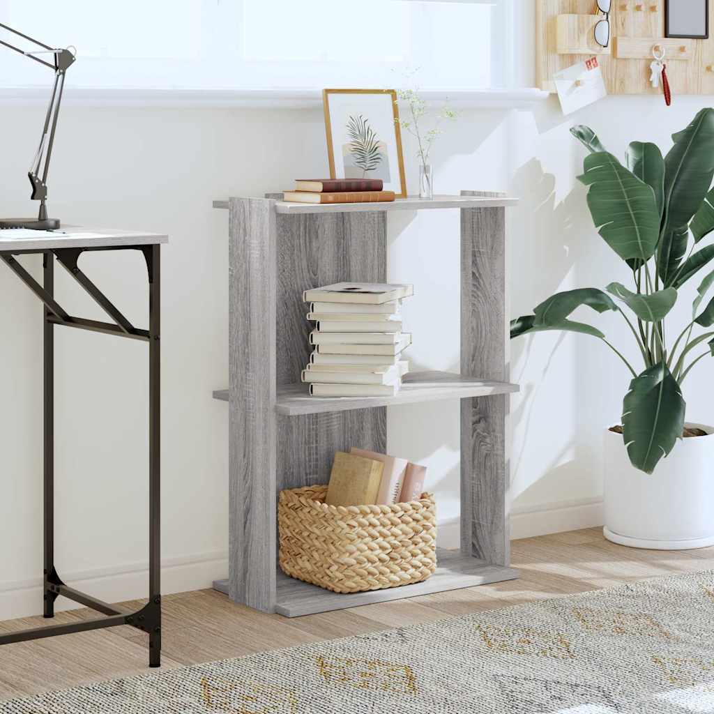 Libreria a 3 Ripiani Grigio Sonoma 60x30x80cm Legno Multistrato