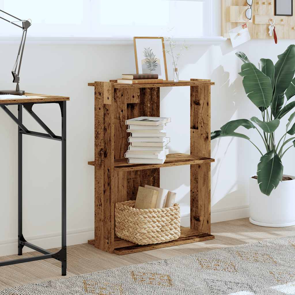 Libreria a 3 Ripiani Legno Antico 60x30x80 cm Legno Multistrato