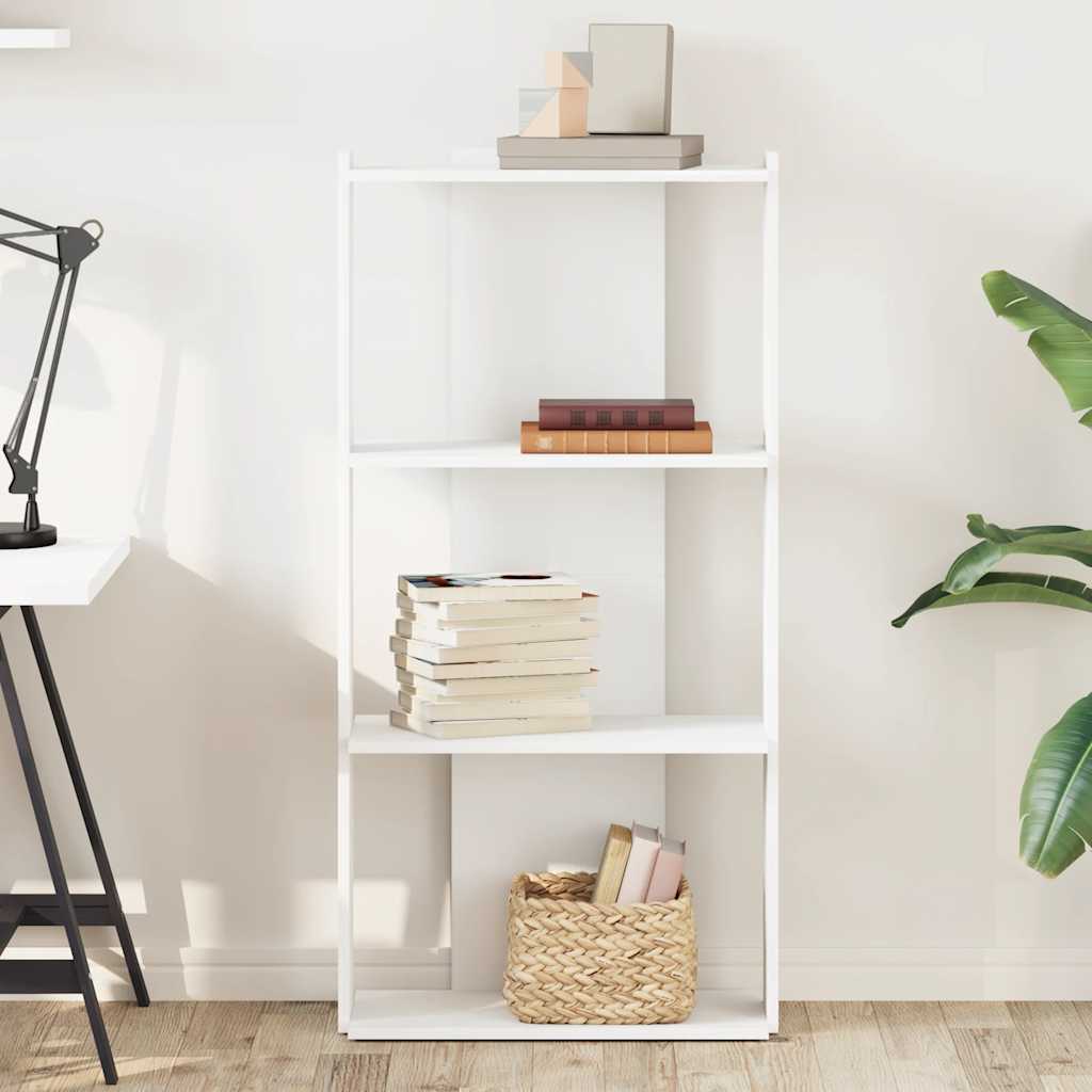 Libreria a 3 Ripiani Bianca 60x30x120 cm in Legno Multistrato
