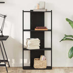 Libreria a 3 Ripiani Nera 60x30x120 cm in Legno Multistrato