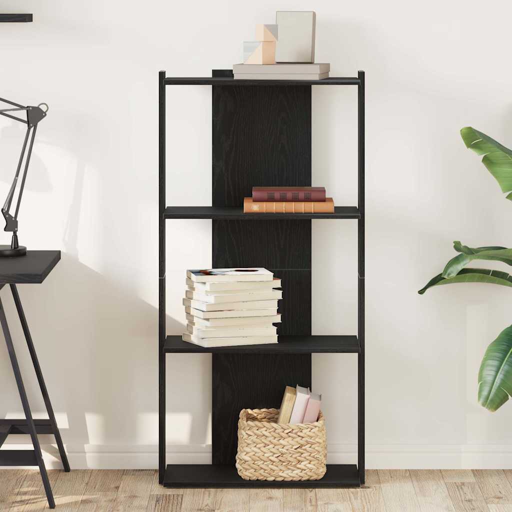 Libreria a 3 Ripiani Nera 60x30x120 cm in Legno Multistrato