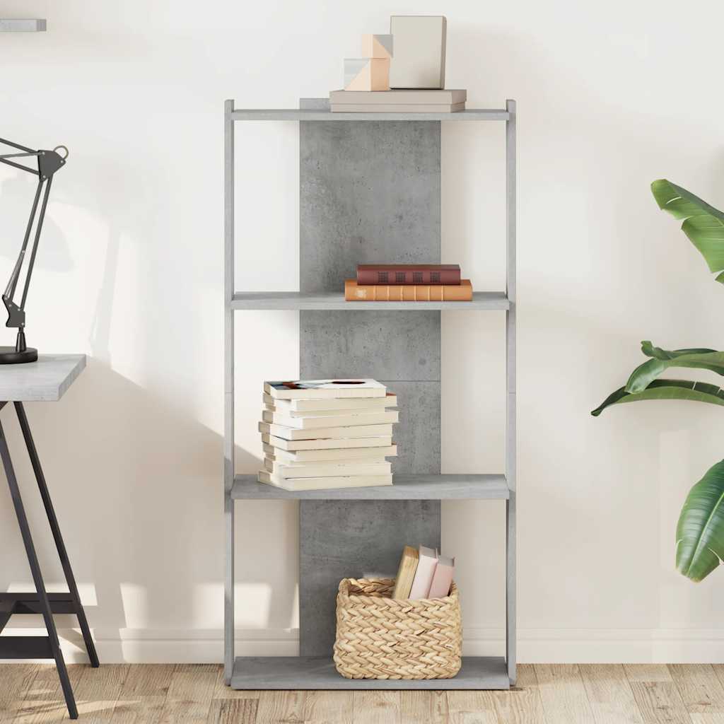 Libreria 3 Ripiani Grigio Cemento 60x30x120 cm Multistrato