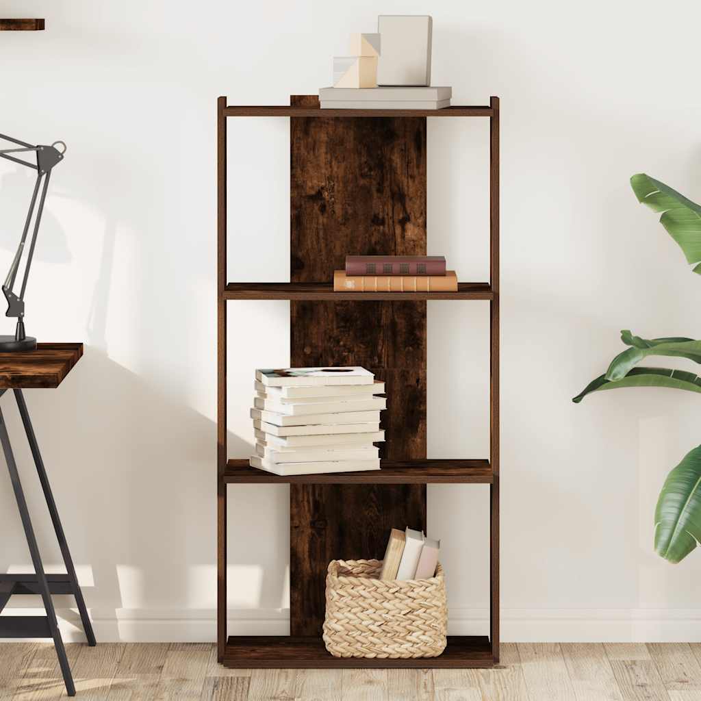Libreria a 3 Ripiani Rovere Fumo 60x30x120 cm Legno Multistrato