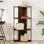 Libreria a 3 Ripiani Rovere Fumo 60x30x120 cm Legno Multistrato