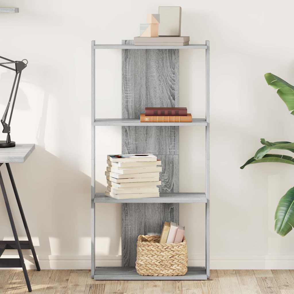 Libreria 3 Ripiani Grigio Sonoma 60x30x120cm Legno Multistrato