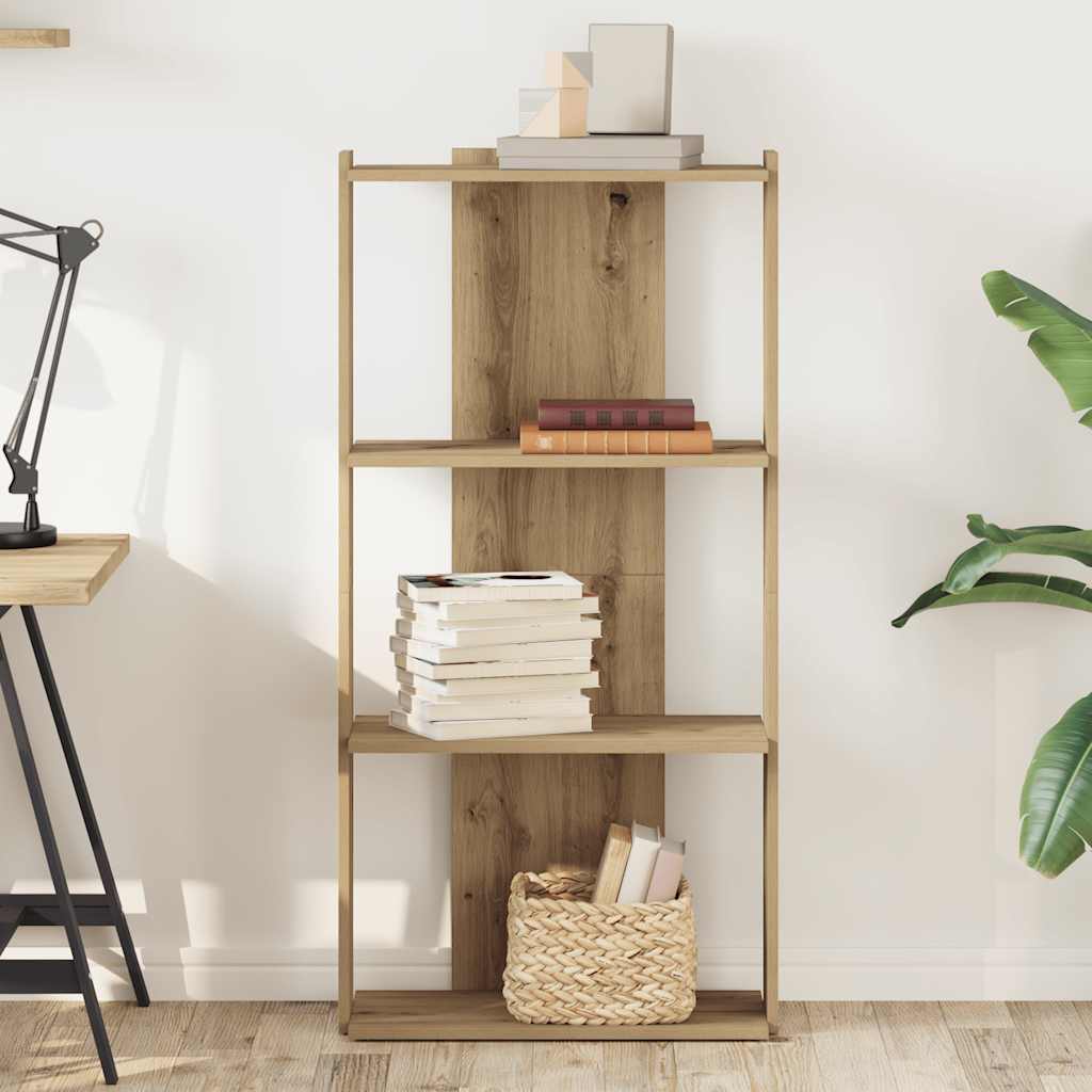 Libreria a 3 Ripiani Rovere Artigianale 60x30x120 cm Truciolato