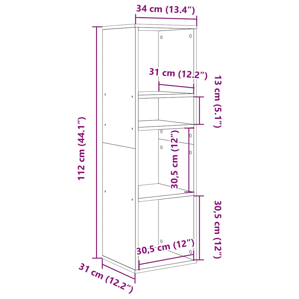 Libreria Rovere Sonoma 34x31x112 cm in Legno Multistrato