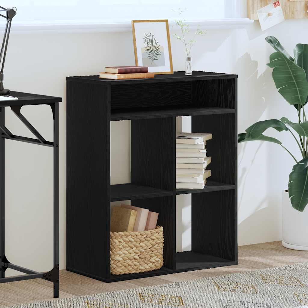Libreria Nera 66x31x80 cm in Legno Multistrato