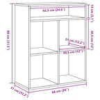 Libreria Legno Antico 66x31x80 cm in Legno Multistrato