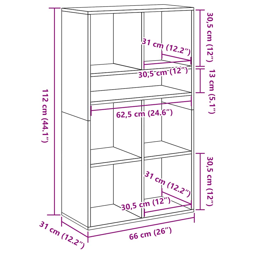 Libreria Rovere Marrone 66x31x112 cm in Legno Multistrato