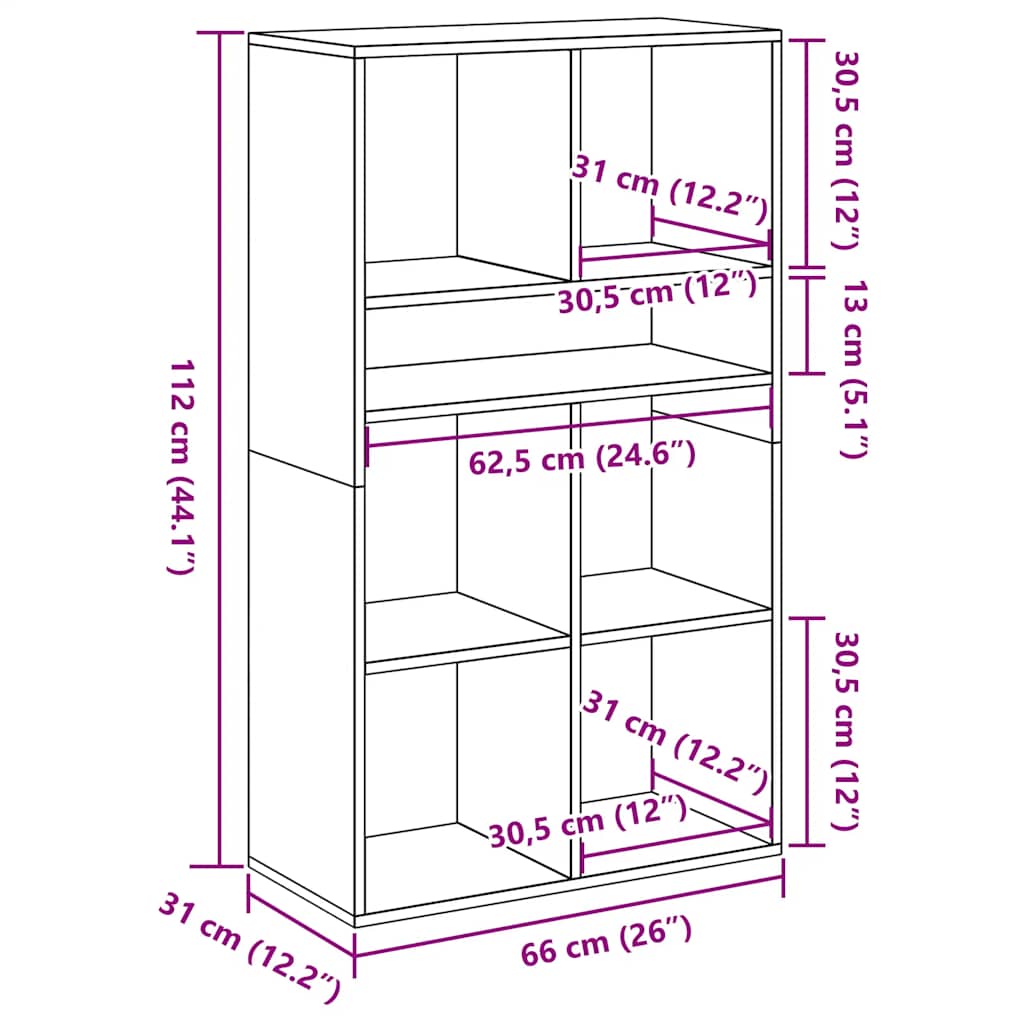 Libreria Rovere Fumo 66x31x112 cm in Legno Multistrato