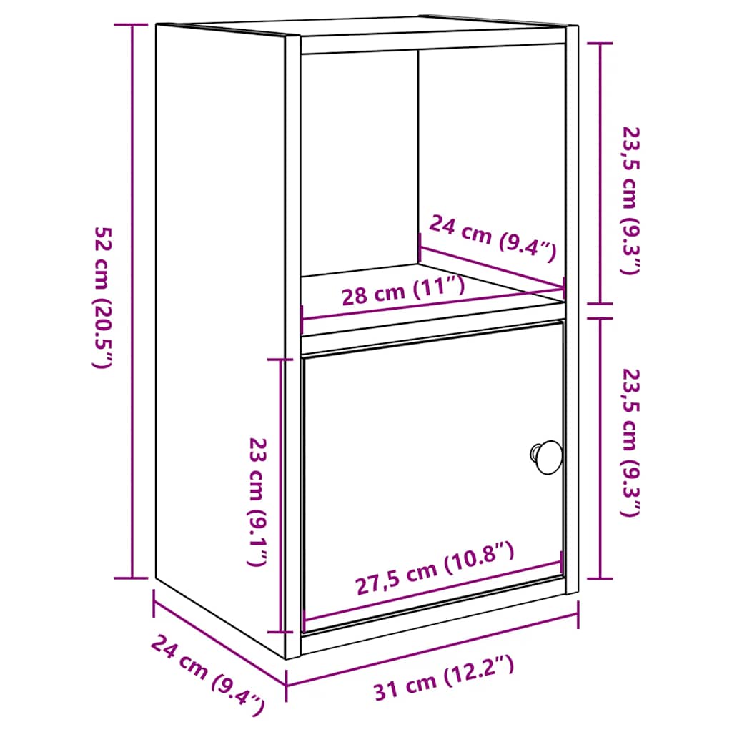 Libreria Grigio Cemento 31x24x52 cm in Legno Multistrato