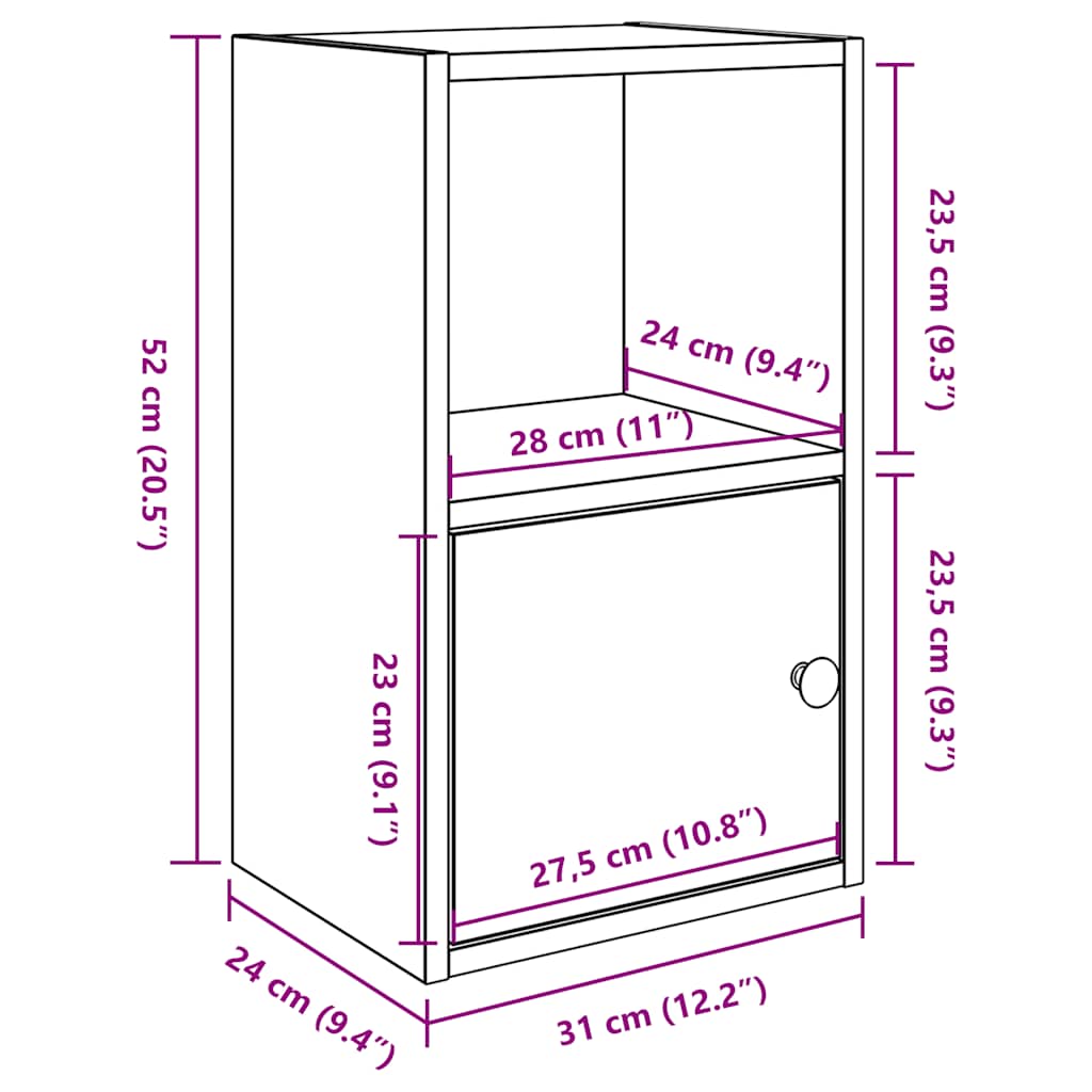 Libreria Rovere Fumo 31x24x52 cm in Legno Multistrato