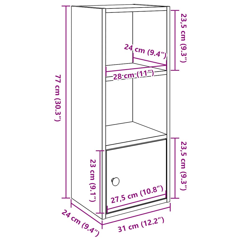 Libreria Grigio Cemento 31x24x77 cm in Legno Multistrato