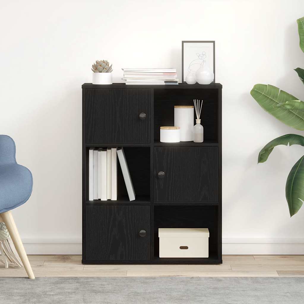 Libreria Rovere Nero 60x24x76,5 cm in Legno Multistrato