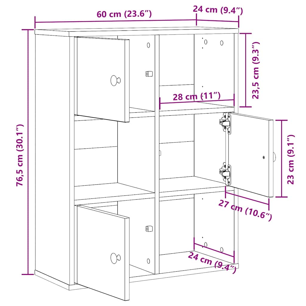 Libreria Rovere Marrone 60x24x76,5 cm in Legno Multistrato