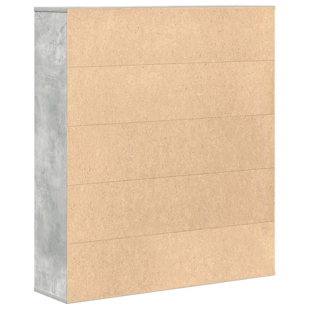 Libreria Grigio Cemento 89x24x101,5 cm in Legno Multistrato