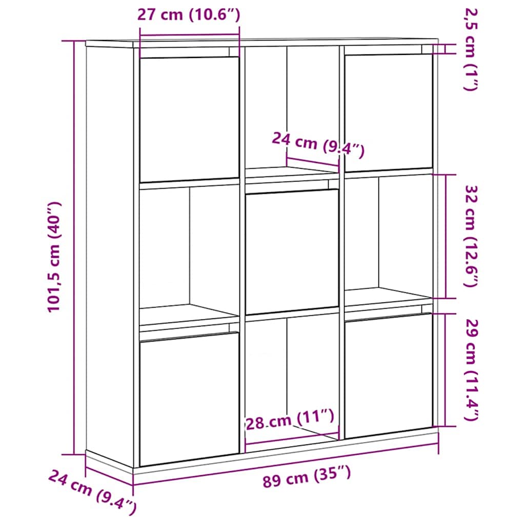 Libreria Legno Vecchio 89x24x101,5 cm in Legno Multistrato