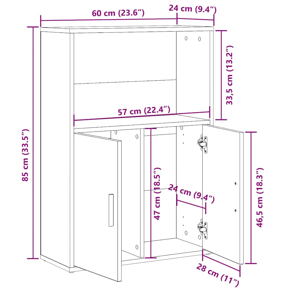 Libreria Rovere Fumo 60x24x85 cm in Truciolato