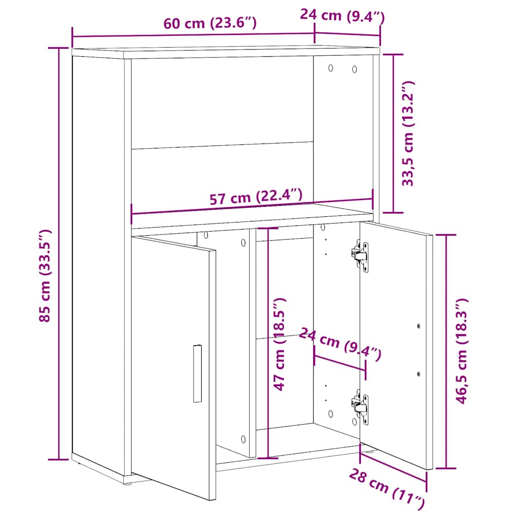 Libreria Legno Vecchio 60x24x85 cm in Truciolato