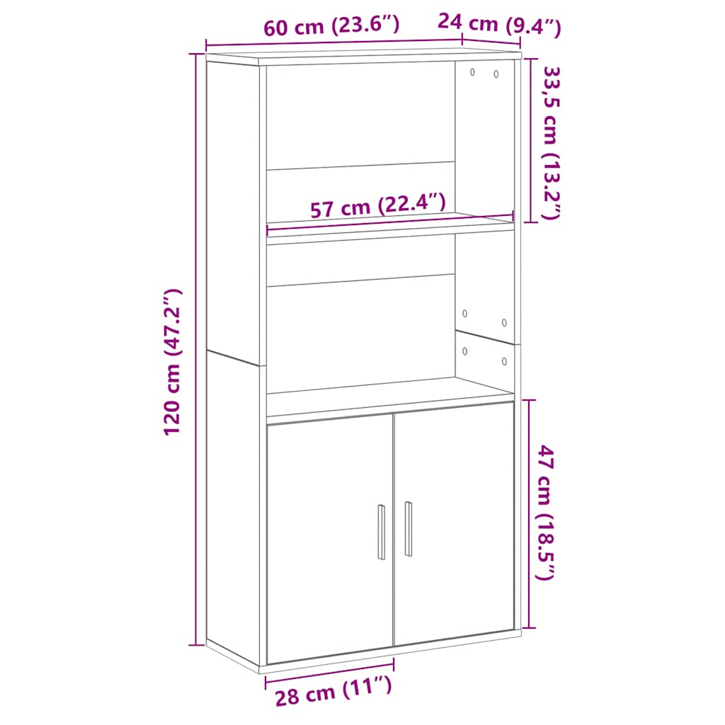 Libreria Rovere Artigianale 60x24x120 cm in Truciolato