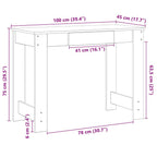Scrivania Grigio Cemento 100x45x75 cm in Legno Multistrato