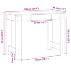 Scrivania Rovere Fumo 100x45x75 cm in Legno Multistrato