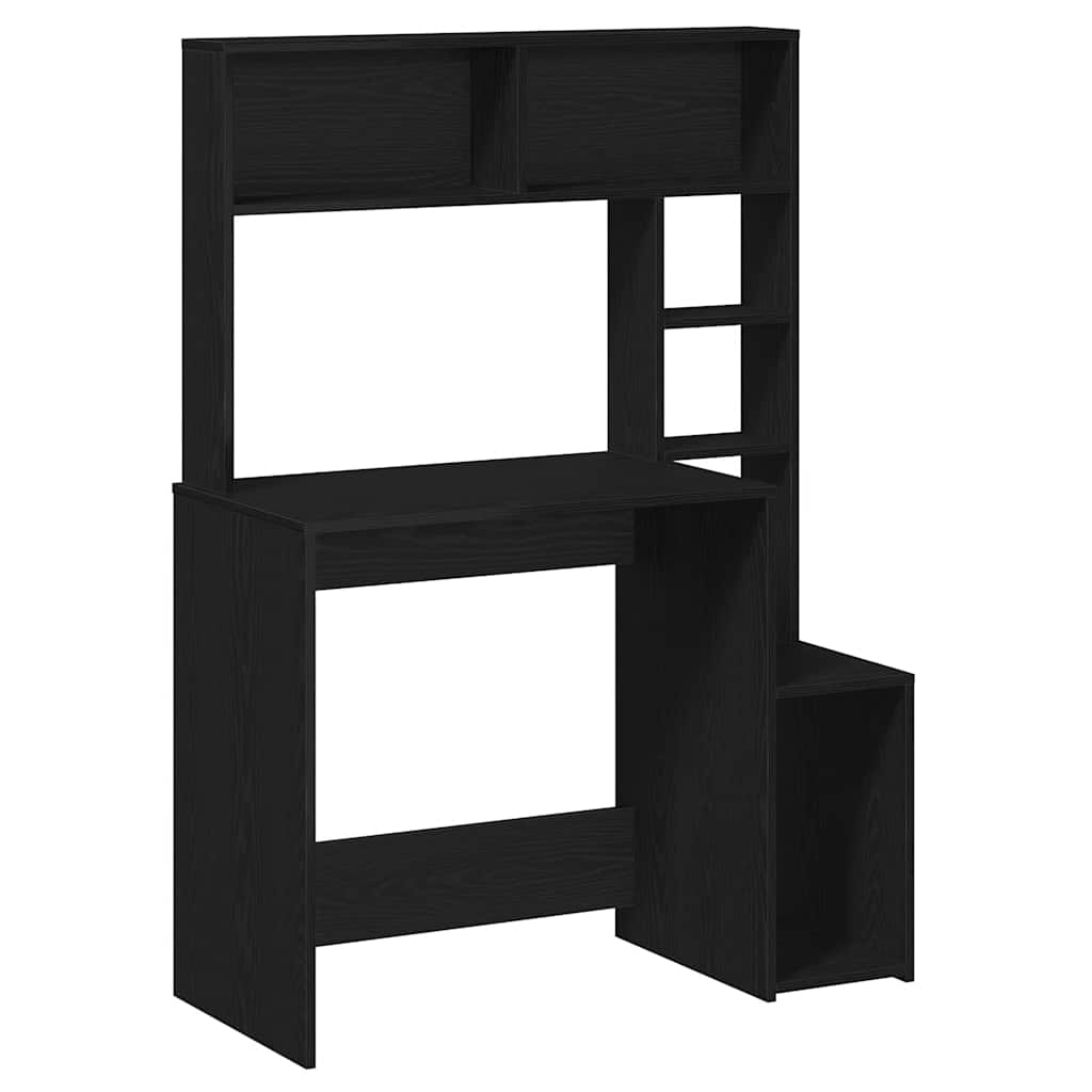 Scrivania con Mensole Nera 100x45x140 cm in Legno Multistrato