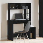 Scrivania con Mensole Nera 100x45x140 cm in Legno Multistrato