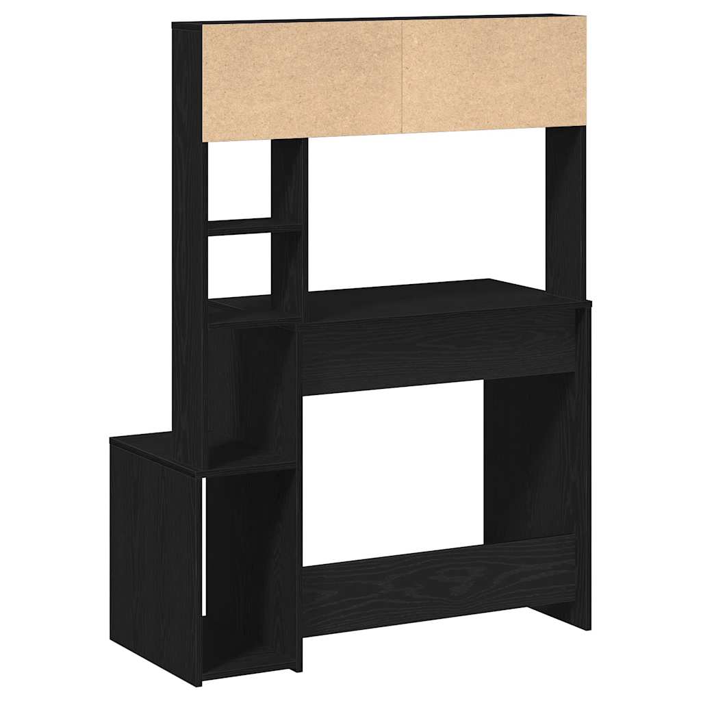 Scrivania con Mensole Nera 100x45x140 cm in Legno Multistrato