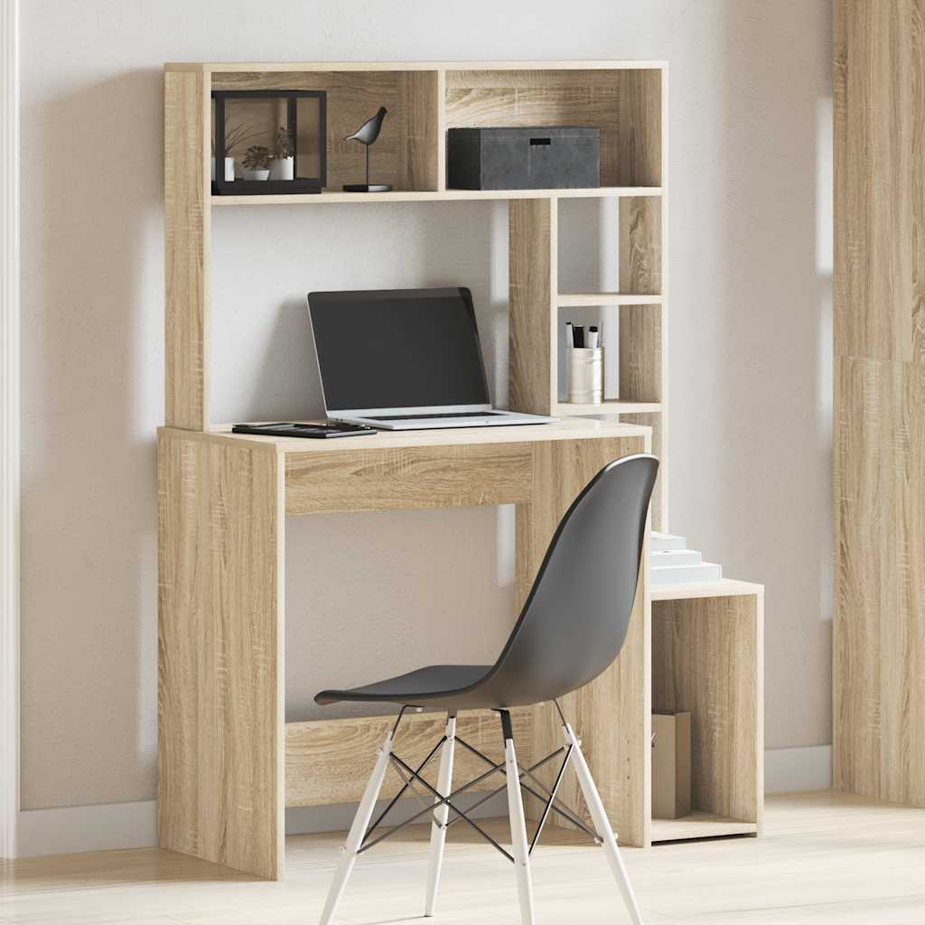 Scrivania Mensole Rovere Sonoma 100x45x140 cm Legno Multistrato