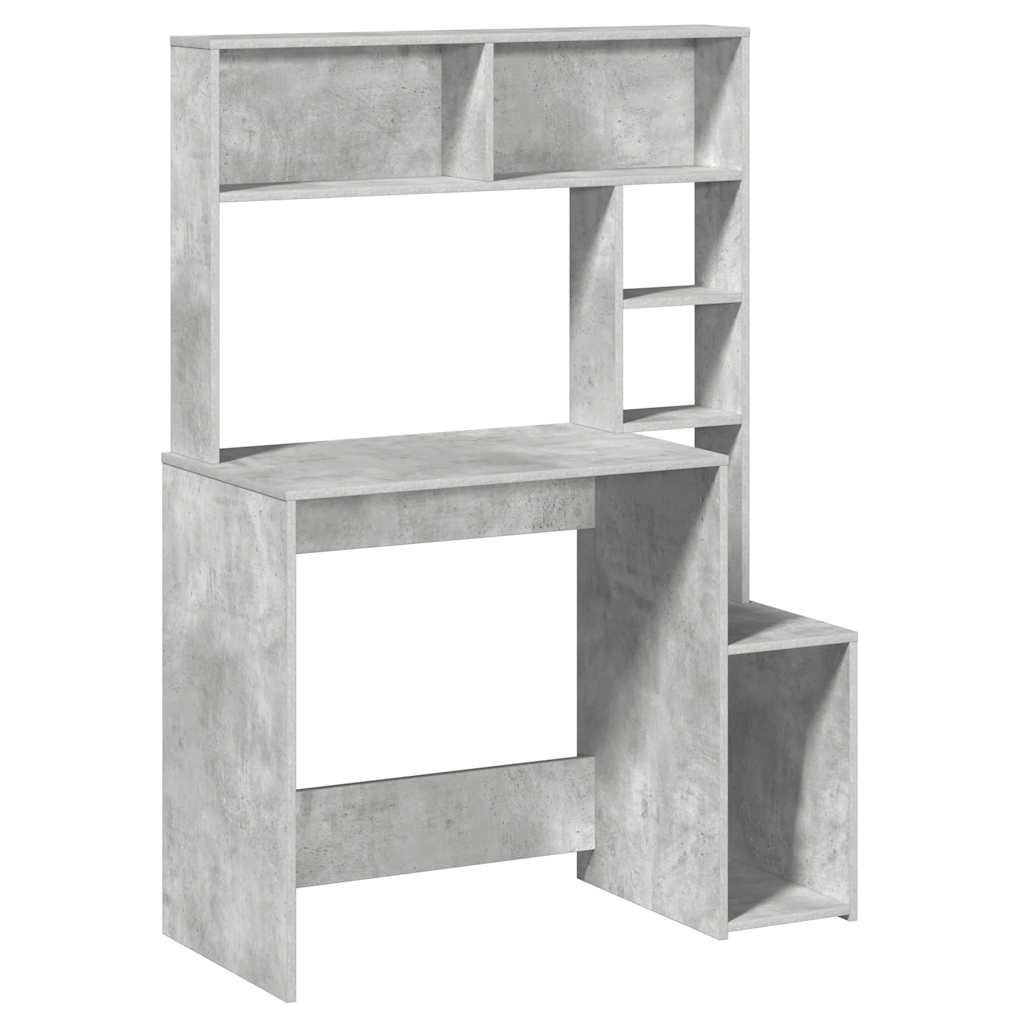 Scrivania Mensole Grigio Cemento 100x45x140cm Legno Multistrato
