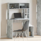 Scrivania Mensole Grigio Cemento 100x45x140cm Legno Multistrato