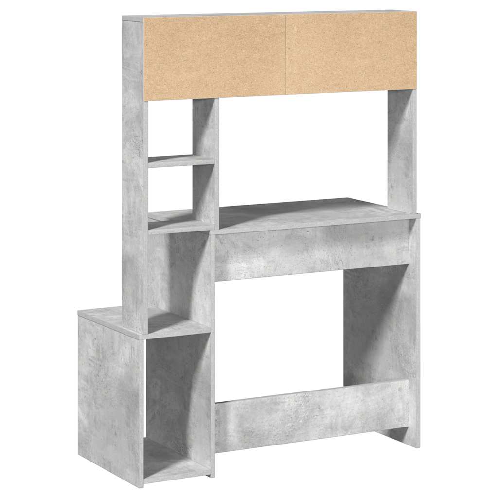 Scrivania Mensole Grigio Cemento 100x45x140cm Legno Multistrato