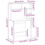 Scrivania Mensole Grigio Cemento 100x45x140cm Legno Multistrato