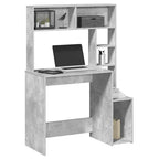 Scrivania Mensole Grigio Cemento 100x45x140cm Legno Multistrato