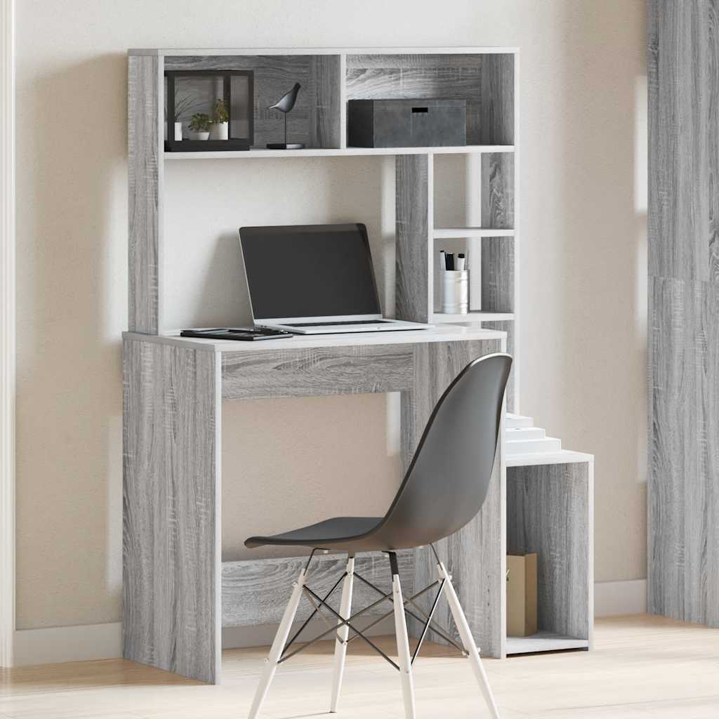 Scrivania Mensole Grigio Sonoma 100x45x140 cm Legno Multistrato