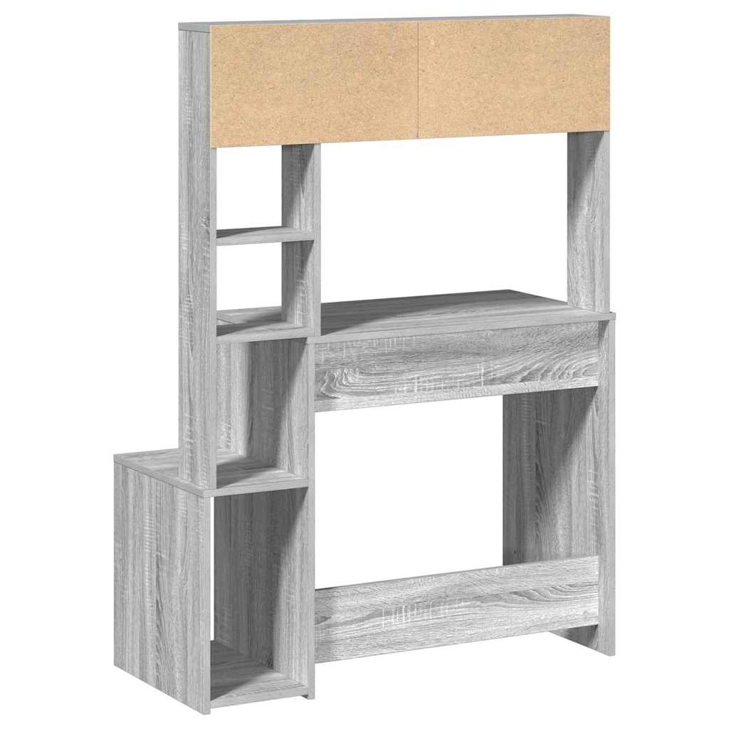 Scrivania Mensole Grigio Sonoma 100x45x140 cm Legno Multistrato