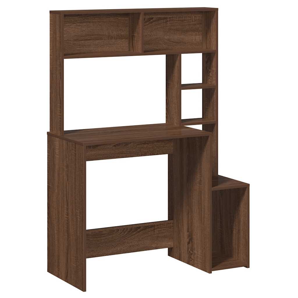 Scrivania Mensole Rovere Marrone 100x45x140cm Legno Multistrato