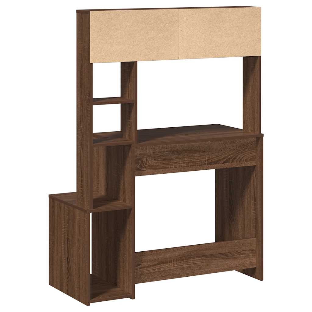 Scrivania Mensole Rovere Marrone 100x45x140cm Legno Multistrato