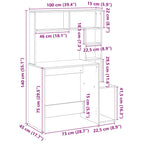 Scrivania Mensole Rovere Marrone 100x45x140cm Legno Multistrato