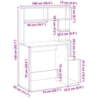 Scrivania Mensole Rovere Artigianale 100x45x140 cm Truciolato
