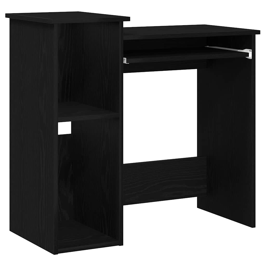 Scrivania con Mensole Nera 84x40x78 cm in Legno Multistrato
