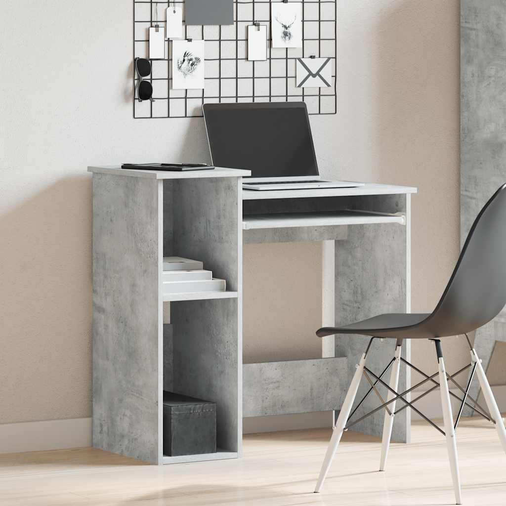 Scrivania Mensole Grigio Cemento 84x40x78 cm Legno Multistrato