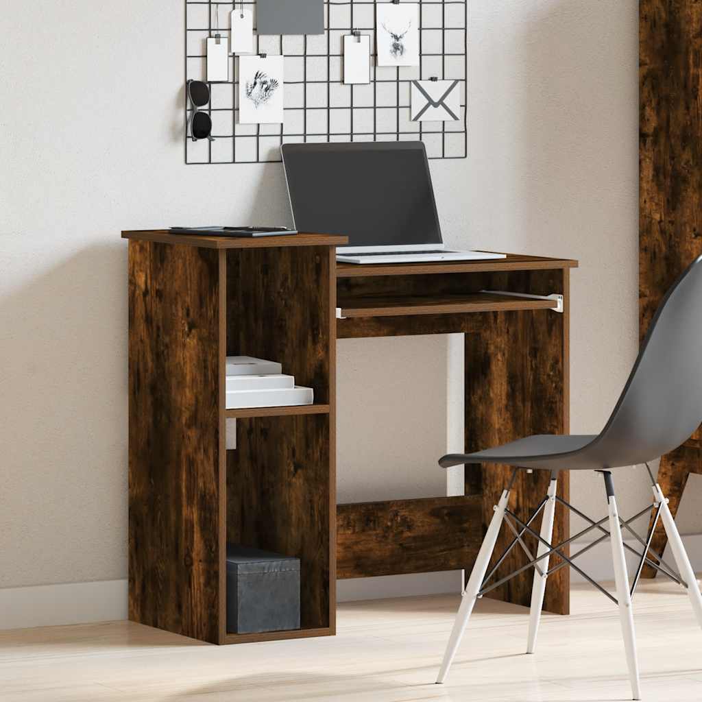 Scrivania Mensole Rovere Fumo 84x40x78 cm Legno Multistrato
